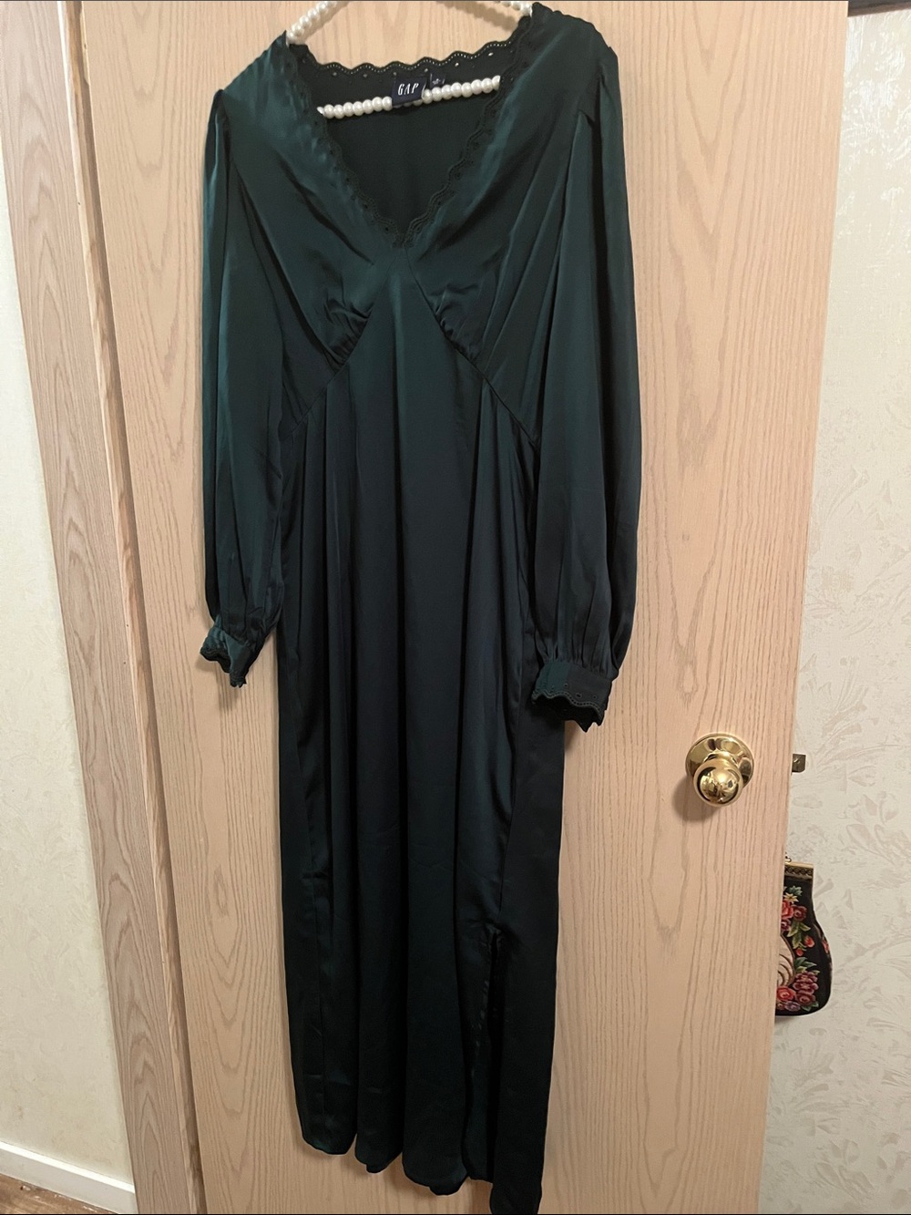 GAP Women's Dark Emerald Long Sleeve Maxi Dress